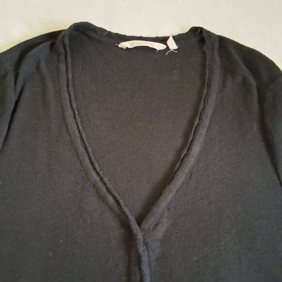 Soft Surroundings Women's 1X Black Knit Tiered Lace Bottom Hem Boho Cardigan - Picture 6 of 12